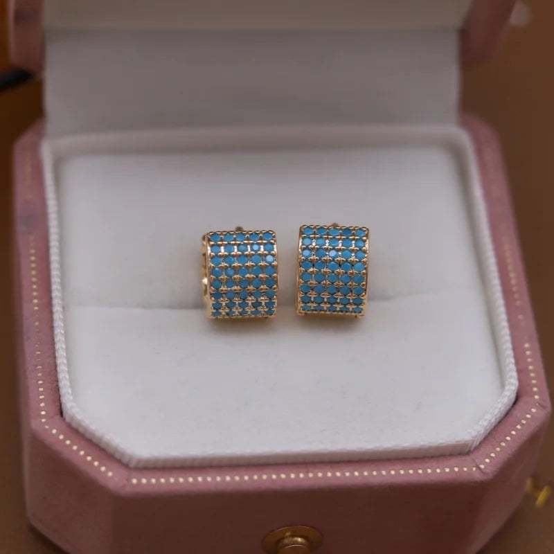 14K Plated Hoop Earrings Water-Drop Large — Blue | KIMLUD