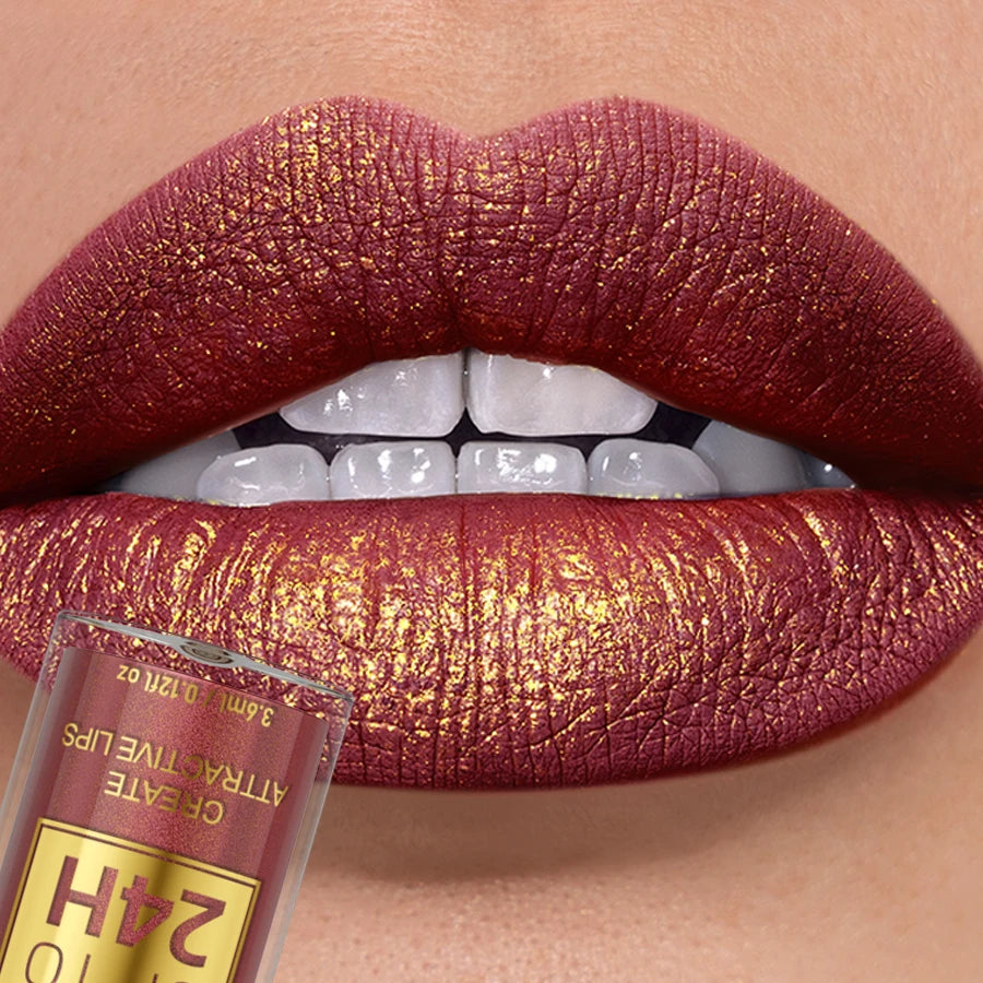 1PC Glitter Metallic 14 Colors Lip Glaze Shiny Long Lasting Lip Gloss Liquid Lipstick Korean Makeup Lip Oil Lip Tint Gifts