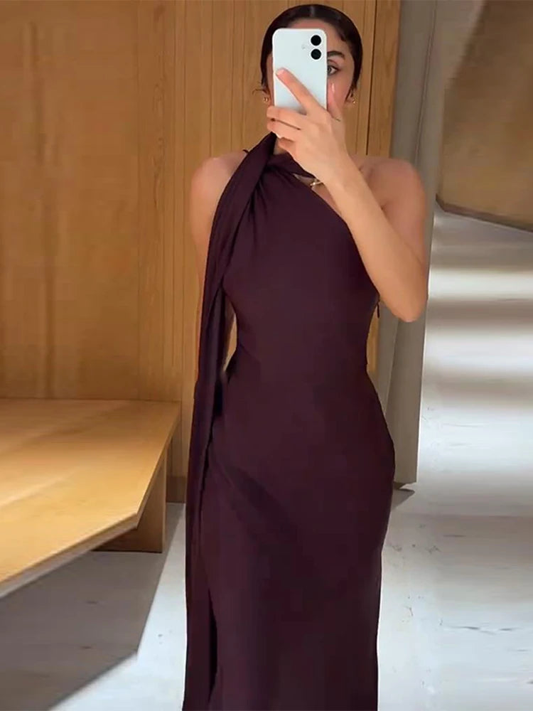 Sexy Strapless Ribbon Long Dresses Women Fashion Solid Sleeveless High Waist Slim Maxi Robes Female Chic Evening Party Dress