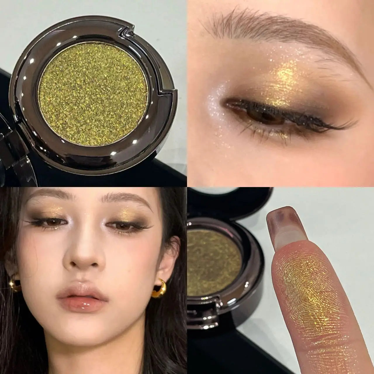Cream Metallic Eyeshadow Palette Smoked Green With Chameleon Blue Sparkle — Smoked Green | KIMLUD