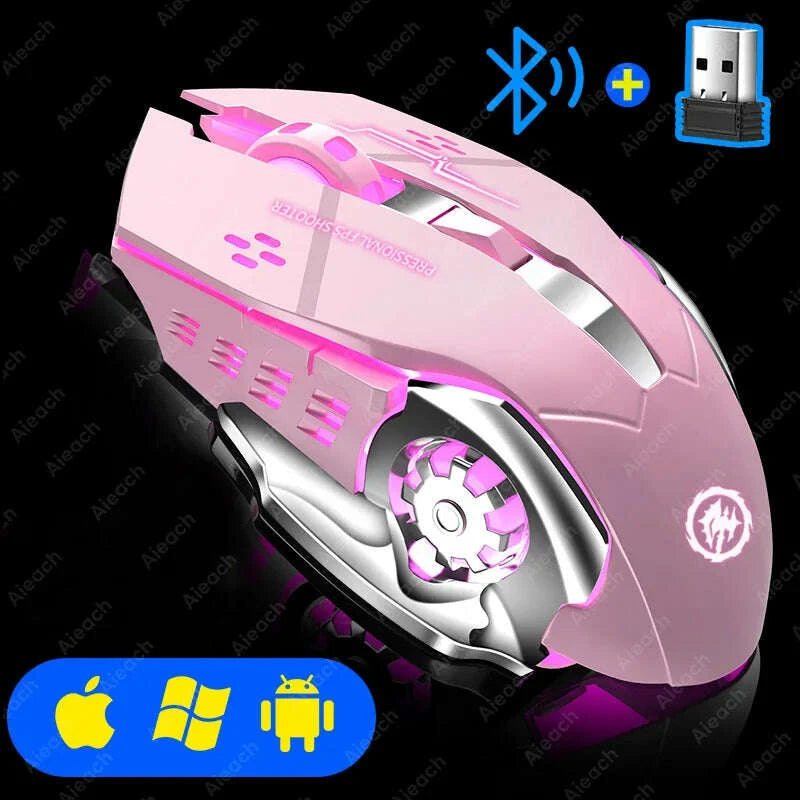 KIMLUD, AIEACH Bluetooth Mouse Gaming Computer Rechargeable Wireless Mouse USB Mechanical E-Sports Backlight PC Gamer Mouse For Computer, KIMLUD Womens Clothes