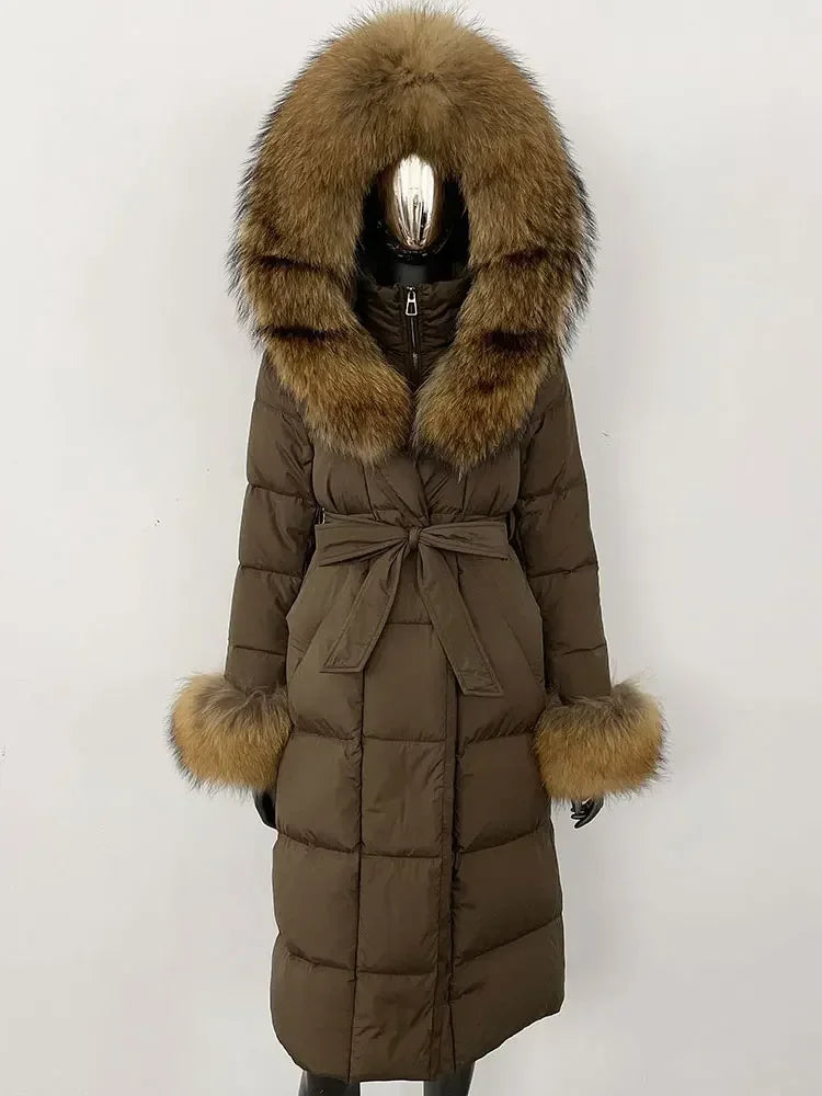 Down Coat – Fur Collar Hooded – Duck Down – White | KIMLUD