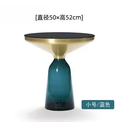 Nordic Creative Glass Round Coffee Table Combination Living Room Reception Side Table Transparent Light Luxury Coffee Tables