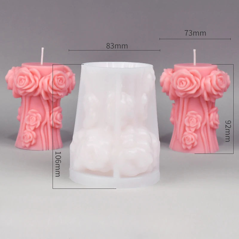 KIMLUD, Rose Pillar Candle Mold 3D Rose Flower Silicone Mold Handmade Bouquet of Flowers,Wedding Gift,Home Desktop Decor Mold, KIMLUD Womens Clothes