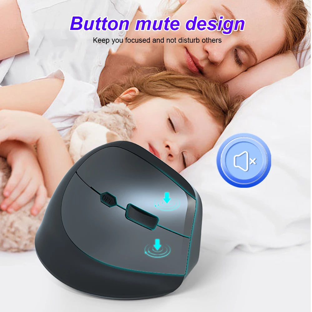 Vertical Mouse Ergonomic 2.4G Bluetooth 5.2 Mice Wireless Optical Mice Adjustable 1600DPI 6 Buttons for Laptop Computer Desktop