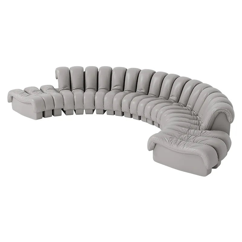 Leather Curved Modular Sectional Sofas - Black | KIMLUD