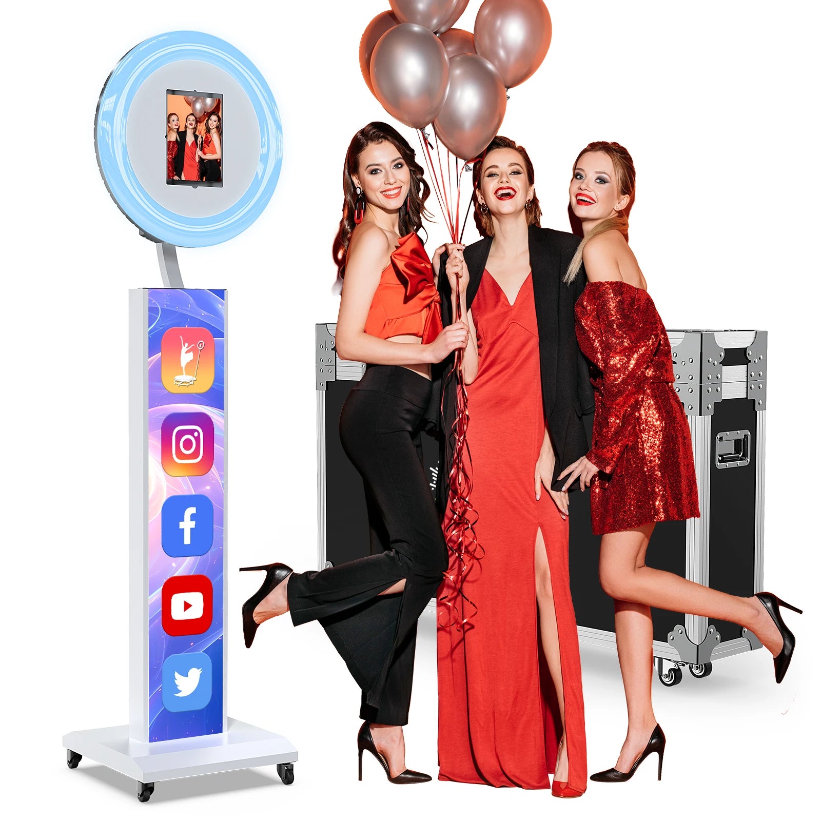 Ipad Photo Booth Machine with Flight Case, Logo Adjustment, Support Software and Remote Control, Suitable for Parties, Weddings