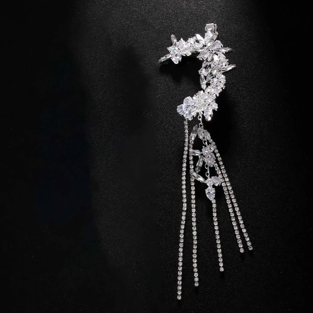 Tassel Geometric Ear Clips Without Piercing — Crystal | KIMLUD
