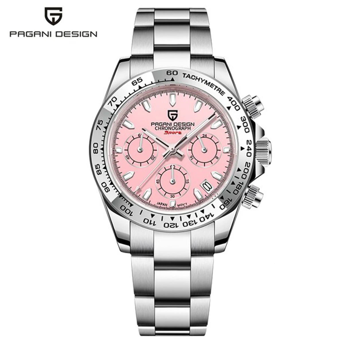 New PAGANI DESIGN Stainless Steel Bracelet Men's Quartz Watch Luxury Sapphire Glass Chronograph VK63 Men's Reloj Hombre Watch