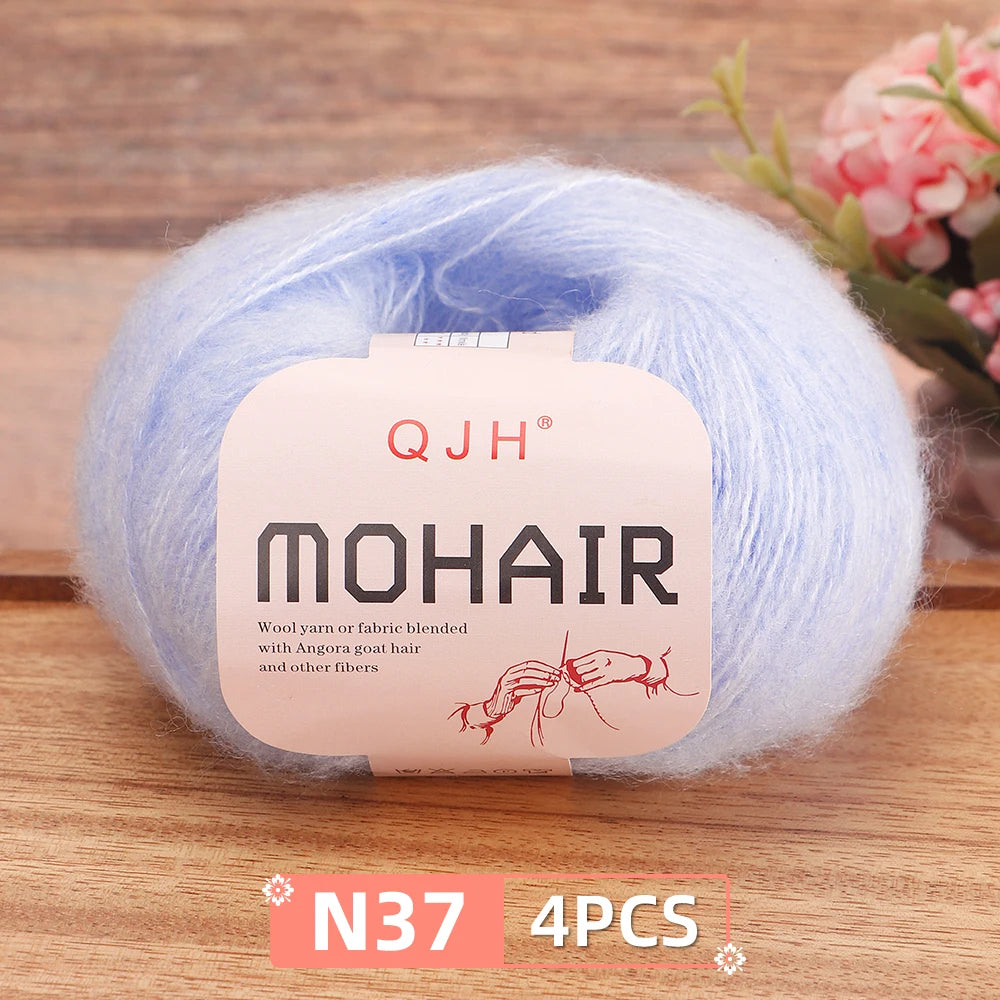 Mohair Yarn Set 4-Skein Bundle, 130m Each — Multicolor | KIMLUD