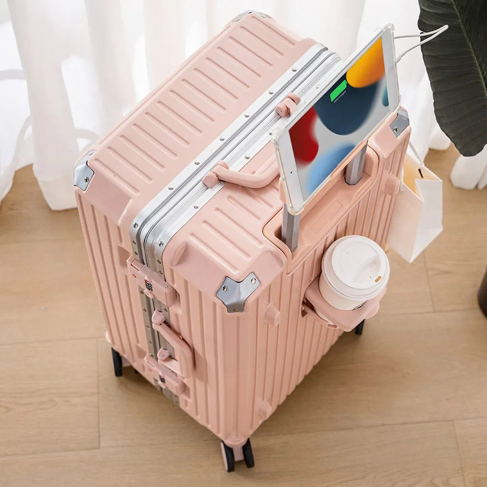 Aluminum Framed Luggage 30/32-Inch Large Cup and Phone Holder — Silver | KIMLUD