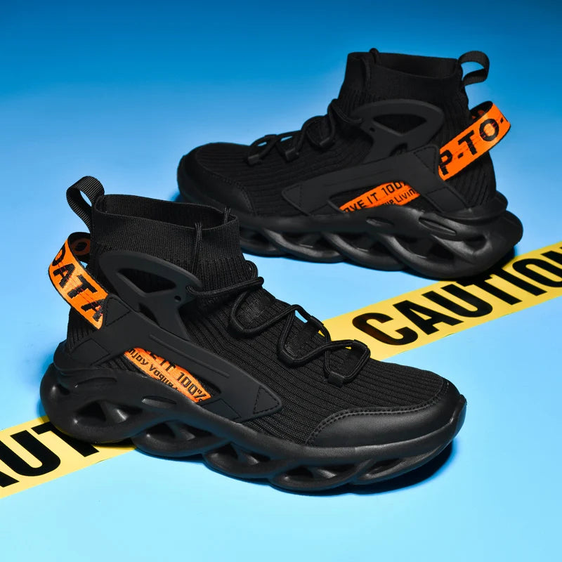 High-Top Elastic Knitted Sports Shoes – Reflective 3D Detail – Knitted Upper | KIMLUD
