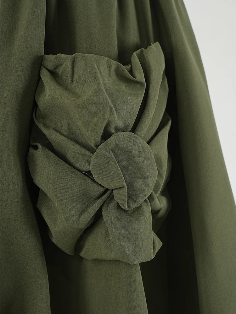 Skirt – High Elastic Waist – A-Line Silhouette – Khaki | KIMLUD