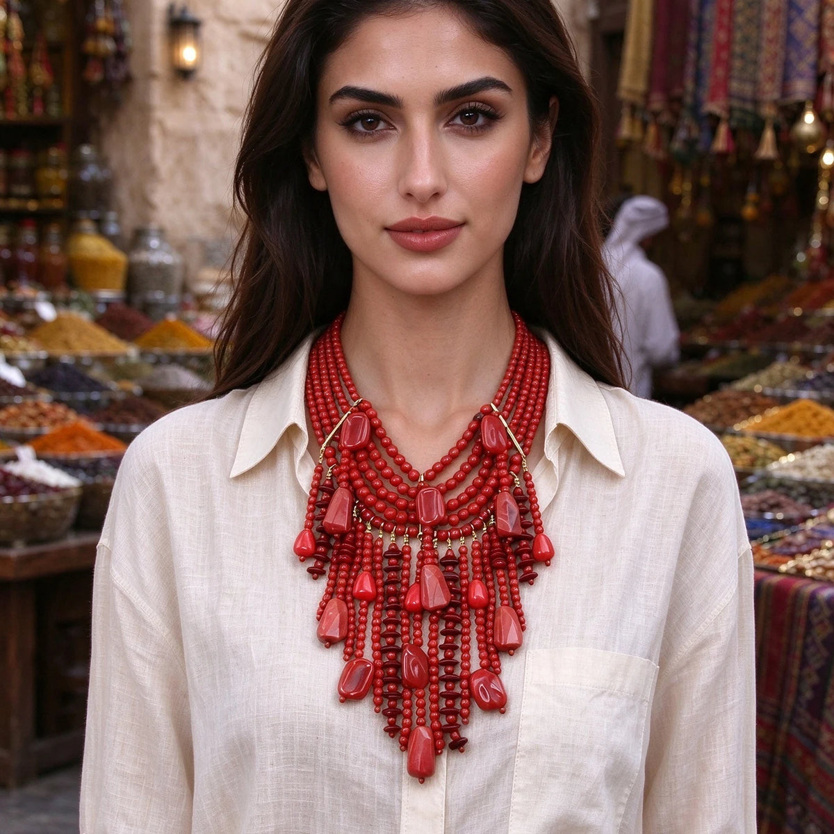 Necklace – Boho Multi Layer Tassel – Acrylic Beads | KIMLUD