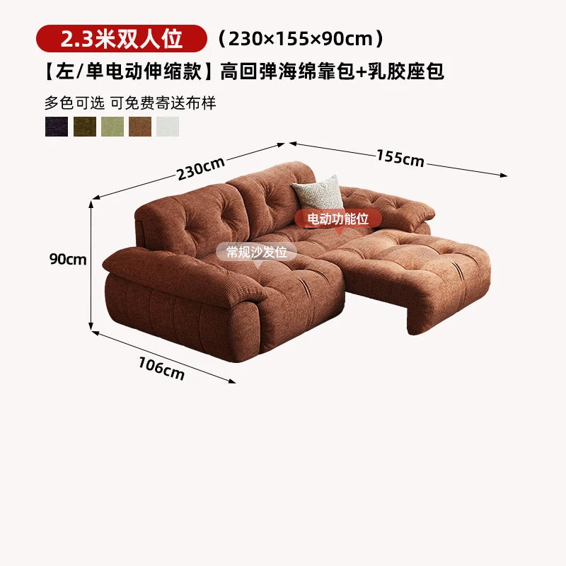 Velvet Designer Living Room Sofa Multifunctional Electric Adjustment — Burnt Orange | KIMLUD