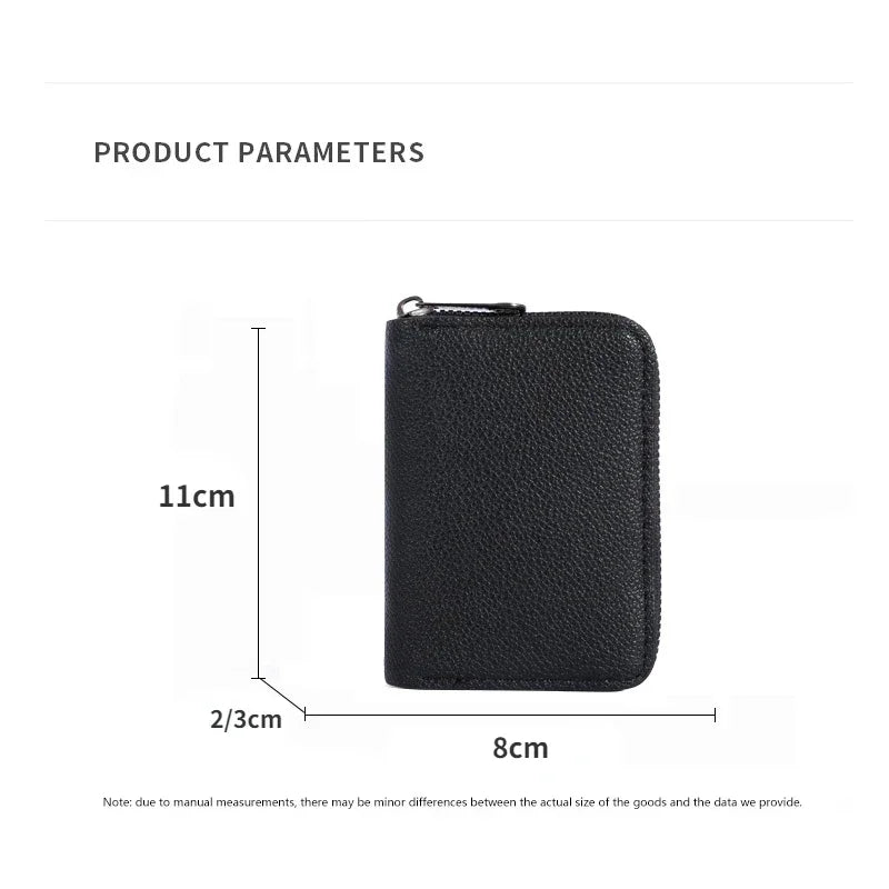 PU Leather Card Holder Wallet Multi-Slot — Black | KIMLUD
