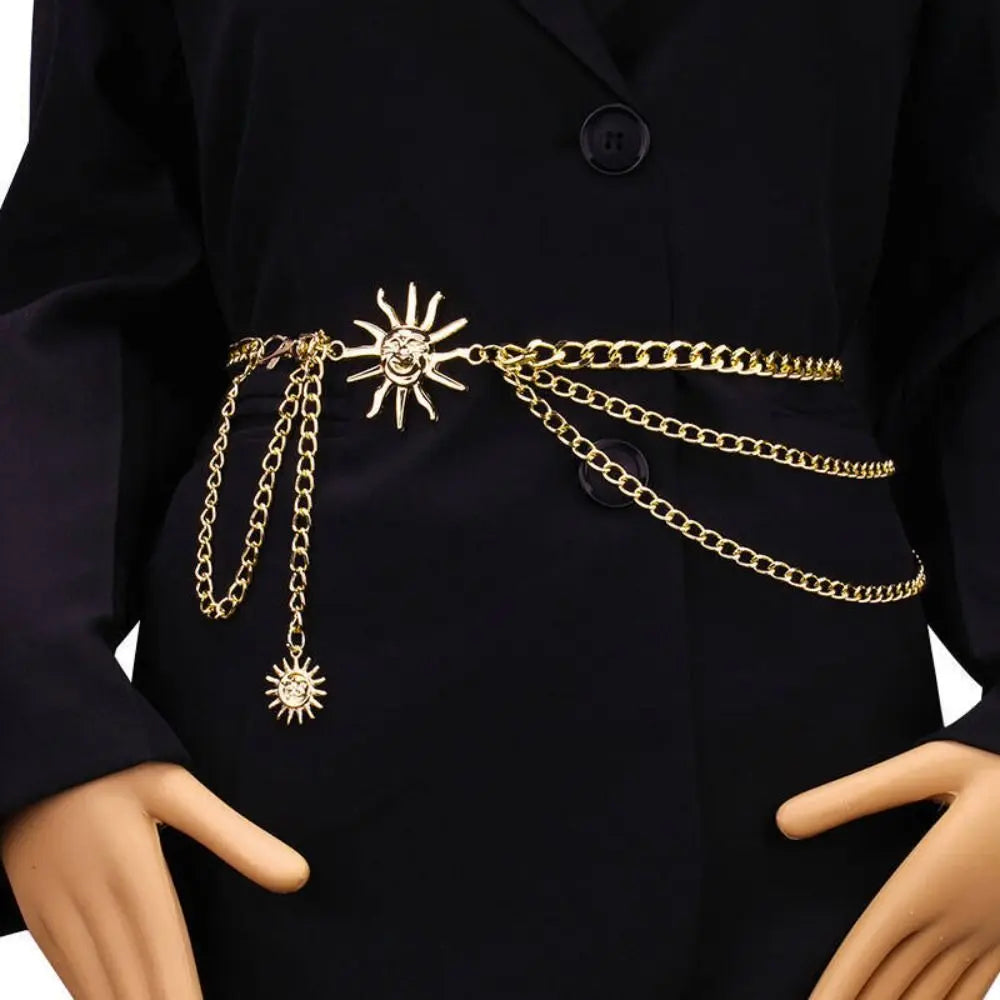 Metal Waist Chain Belt Punk Hip Hop Style — Gold | KIMLUD