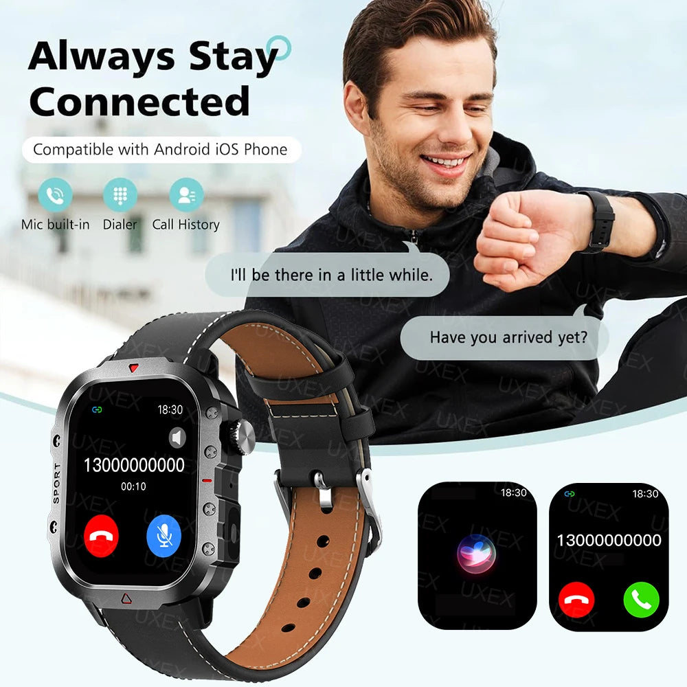 2025 New Military Smart Watch Men Outdoor 2.01" Al Voice Bluetooth Call Smartwatch Surprise Gift Outdoors For Android& IOS Male