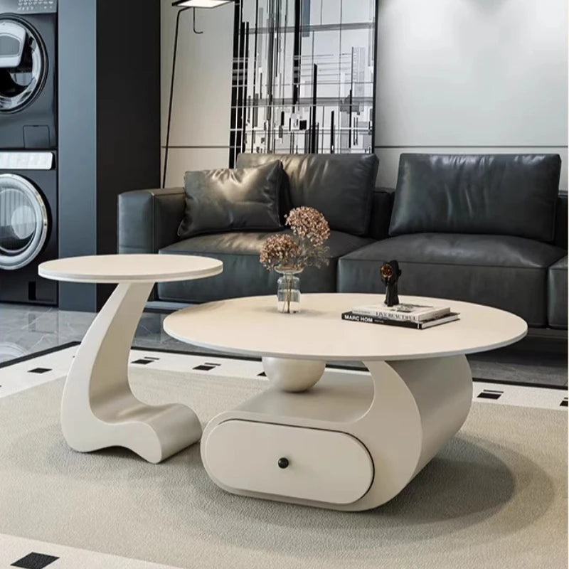 Italian Minimalist Coffee Table With Storage — Cream | KIMLUD