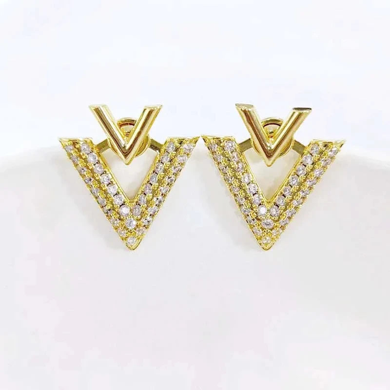 Gold-Tone Zircon Hoop Earrings Heartbeat Motif With Brilliant Crystals — Gold | KIMLUD
