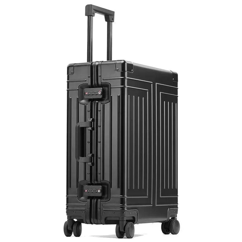 Aluminum Magnesium Alloy Boarding Box Suitcase — Black | KIMLUD