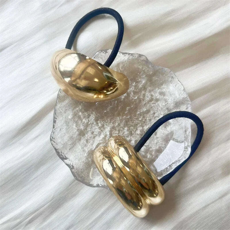KIMLUD, 2024 New Simple U-shaped Matal Hair Rope Advanced Design Sense Gold Elastic Hair Bands Hair Accessories For Women, KIMLUD Womens Clothes