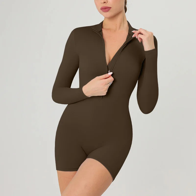 Jumpsuit – Zippered Fleece-Lined Knit – Black | KIMLUD