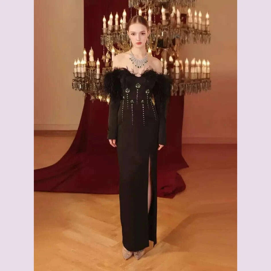 new-women-sexy-long-sleeve-feather-crystal-diamonds-black-knitted-long-bandage-dress-cut-out-elegant-evening-club-party-dress-kimlud-kimlud-33913155