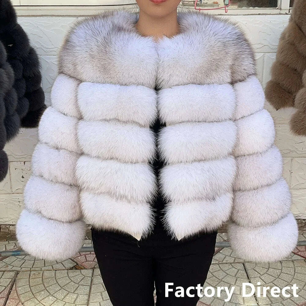 KIMLUD, QUEENTINA Fox Fur Coat Real Winter Women'S New Fashion Furry 2025 Leather And Skin White Clothing Natural New In Coats & Jackets, KIMLUD Womens Clothes
