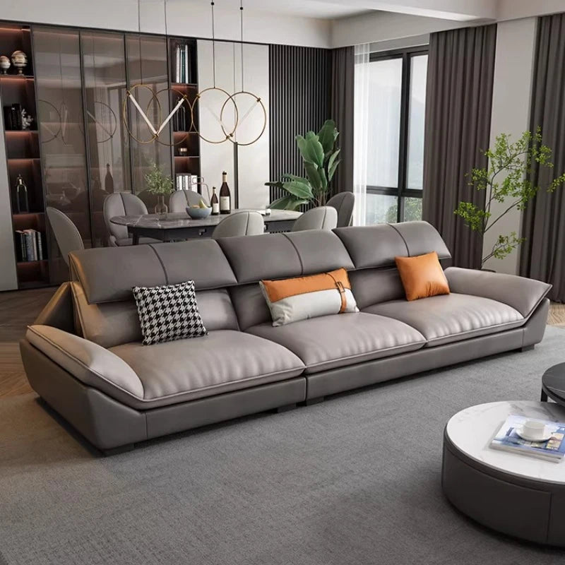 Luxurious Microfiber L-Shaped Sofa — Gray | KIMLUD