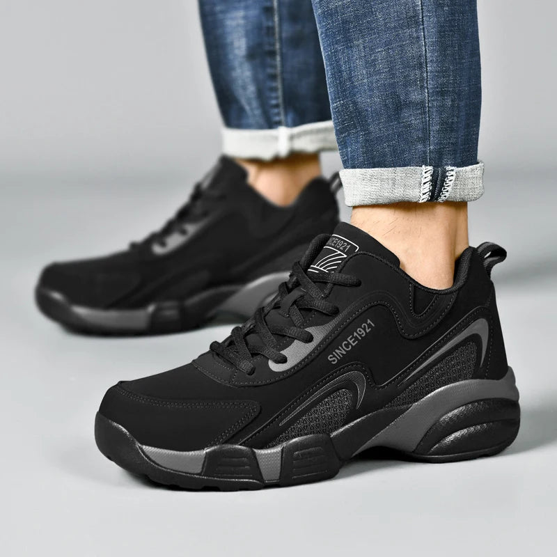 Corduroy Sneakers Casual Thick-Bottom Walking Shoes — Black | KIMLUD