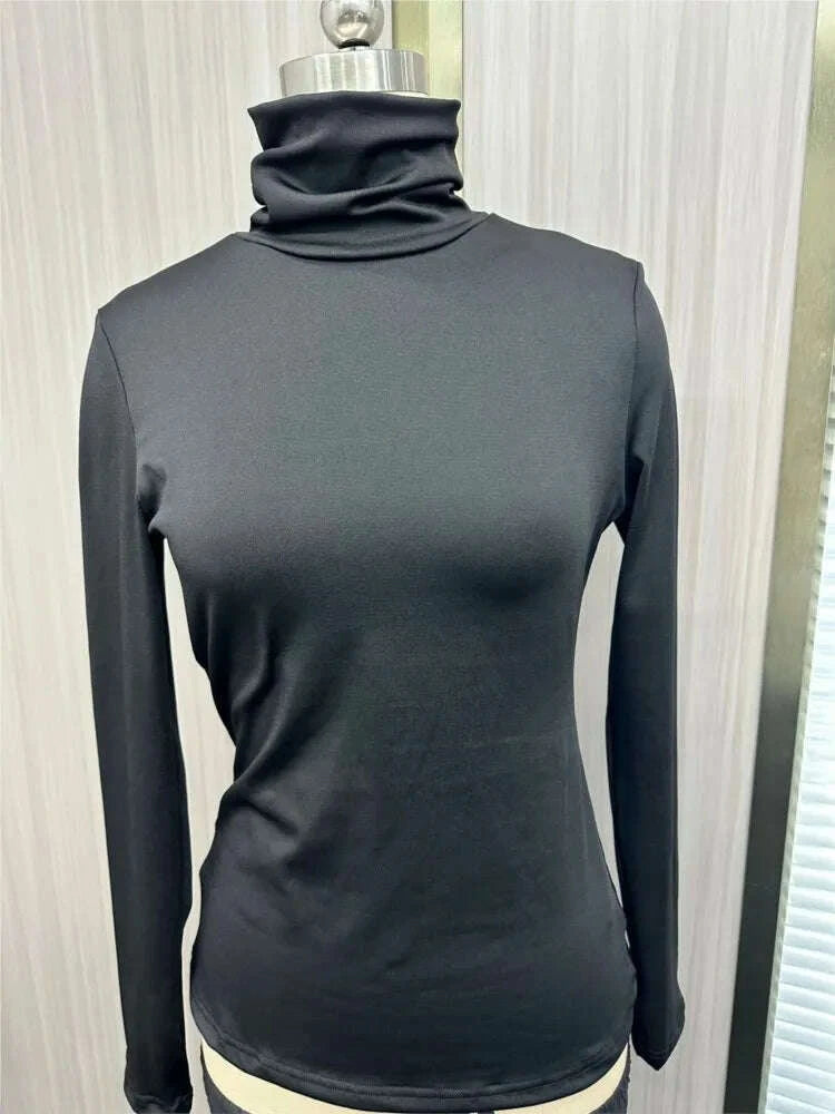 KIMLUD, Woman Foreign Style Skirt Two-piece Suit Spring Autumn Fashion Solid High Neck Top+skirts Set Ladies Elegant Party Prom Clothing, KIMLUD Womens Clothes