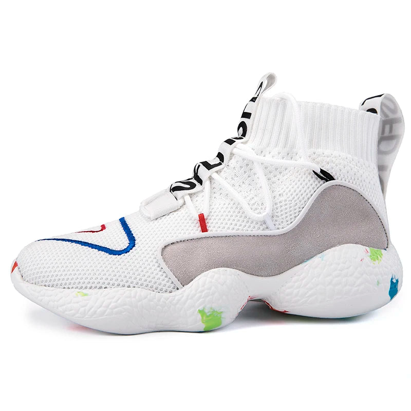 Men's Sneakers – Breathable Lace-Up – Colorful Sock Shoes | KIMLUD