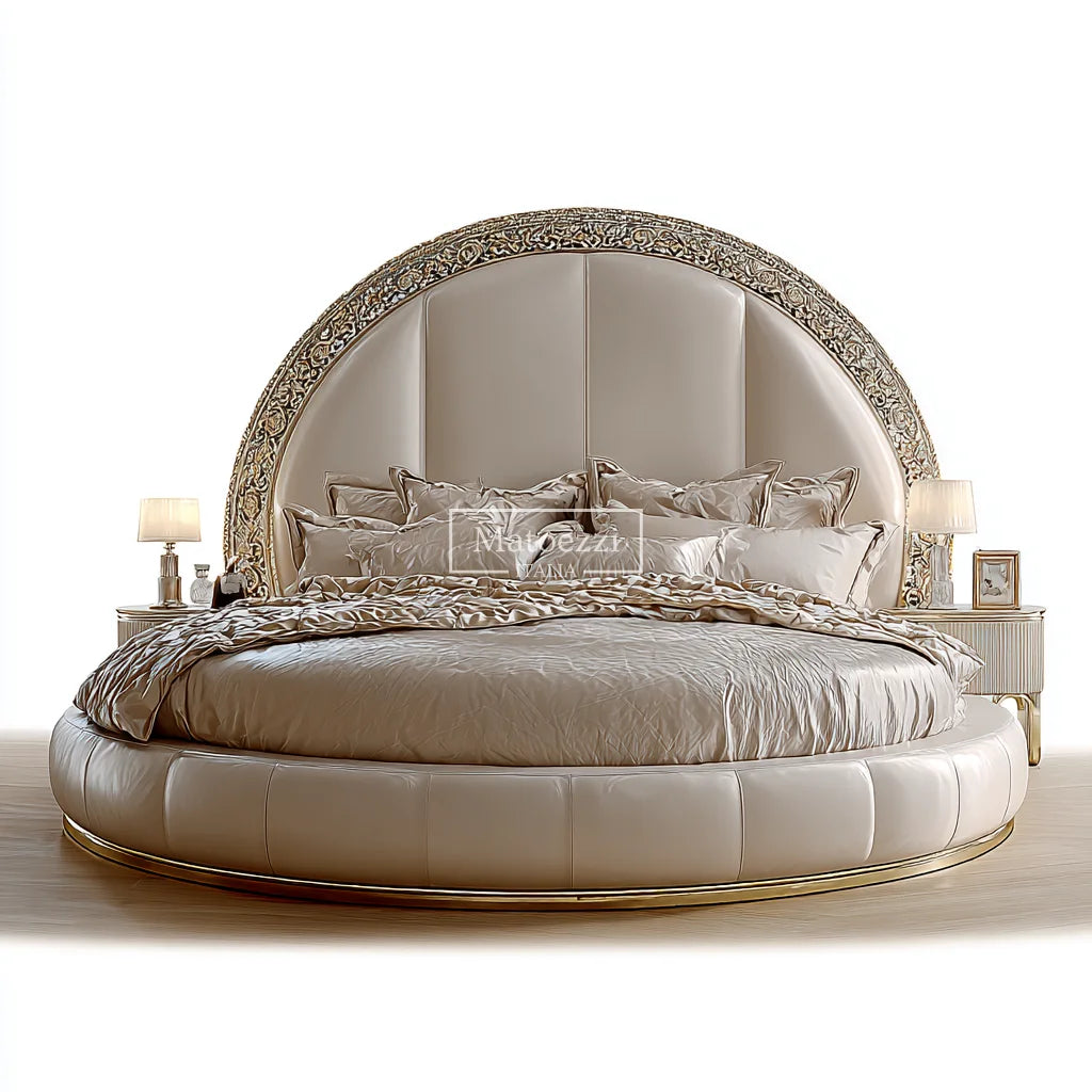 Crystal Tufted Velvet Headboard Oversized Mirror Baroque Royal Gilded — Ivory | KIMLUD