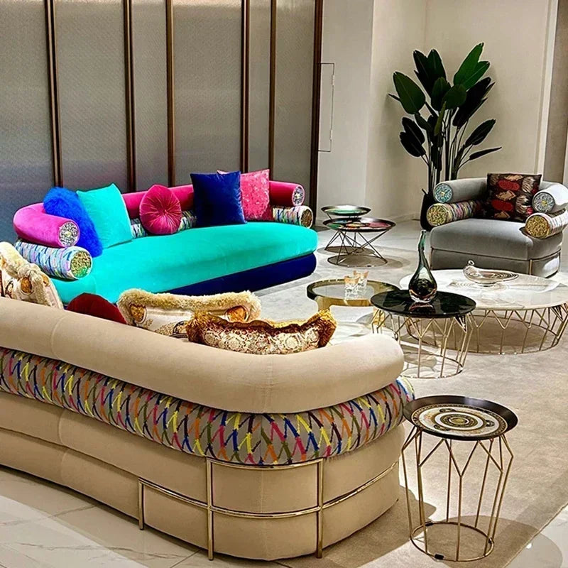 Soft Fancy Unique Sofa Modern Wood Nordic European Puffs Sofa 3 Seater Muebles Para Salas Modernos Living Room Furniture