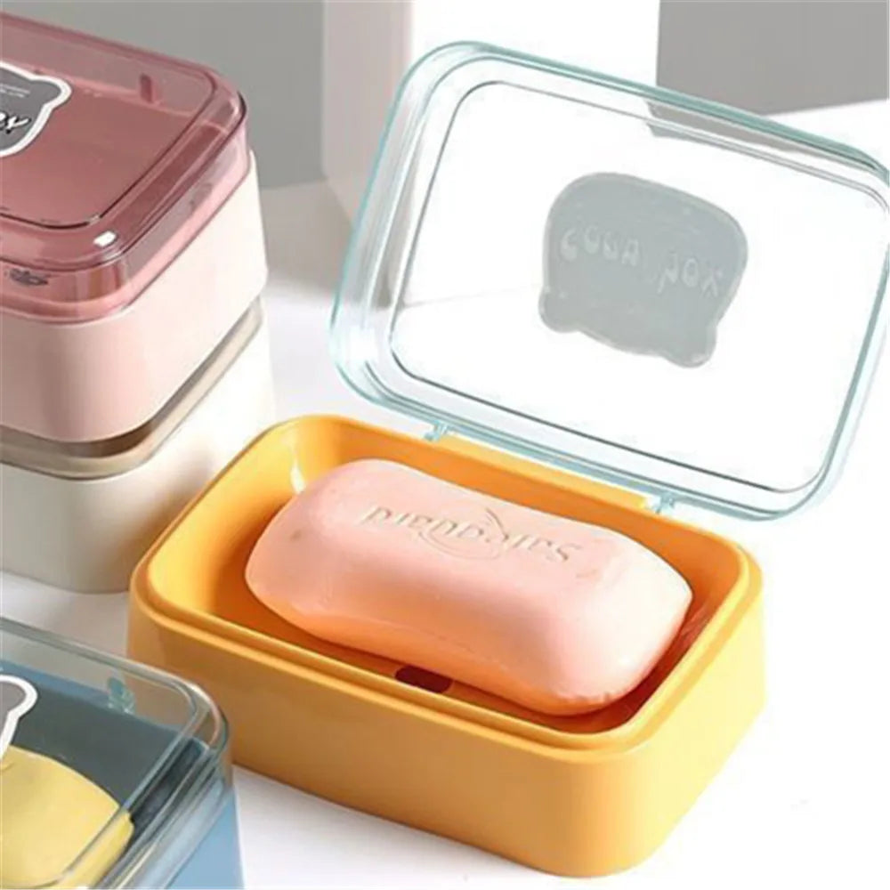 Leaf-Shaped Clear Plastic Soap Dish With Drain — Clear | KIMLUD