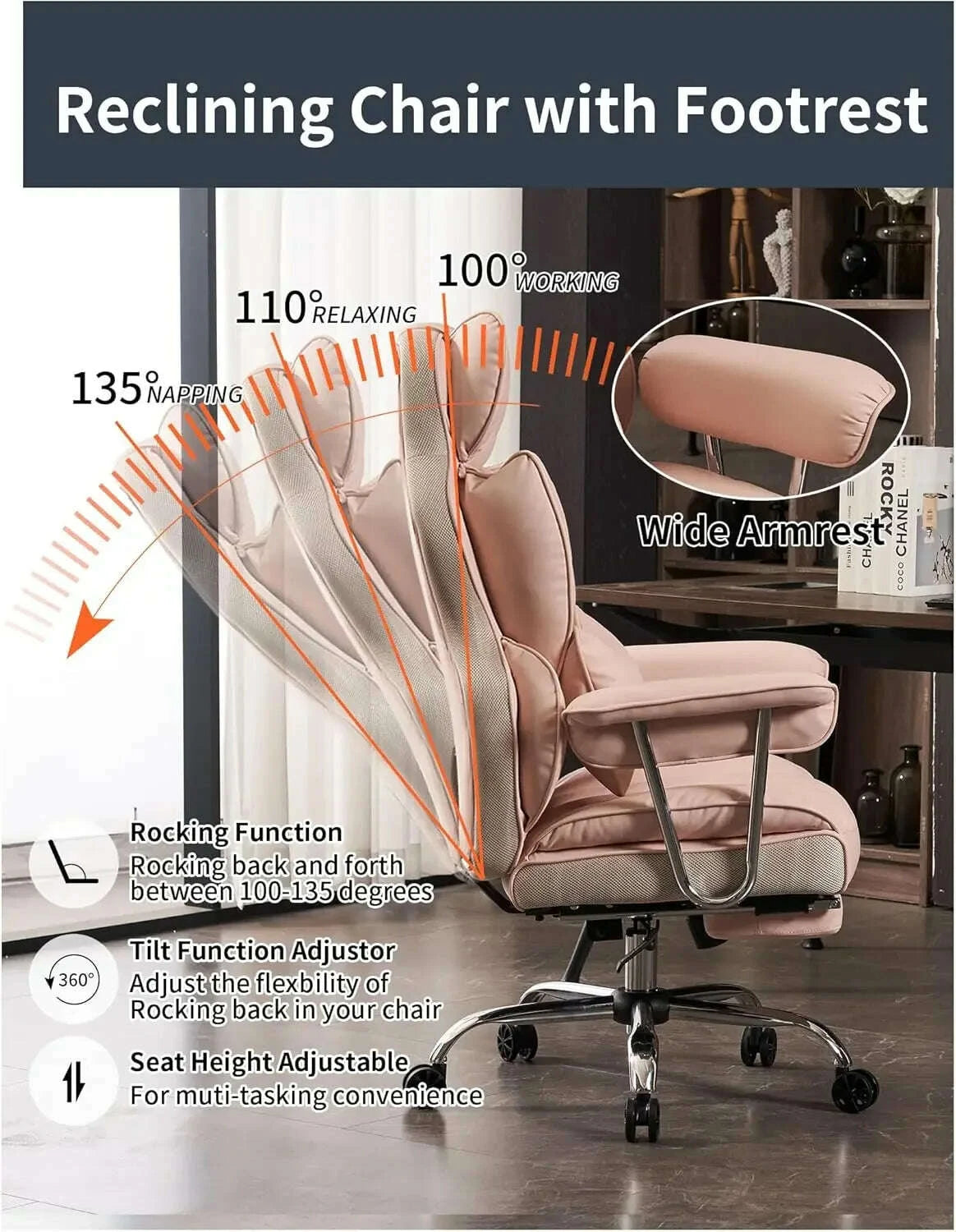 KIMLUD, Big and Tall Office Chair 400LBS, Heavy Duty Executive Office Chair with Foot Rest, Home Office Desk Chairs, KIMLUD Womens Clothes