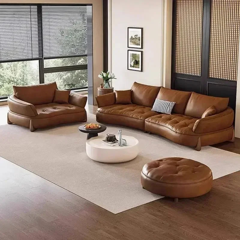 Wood Brown European Sofas Waterproof Armrest Luxury Floor Lounges Couch Puffs Nordic Designer Divani 2 Posti Unique Furniture