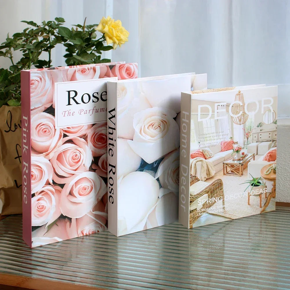 Foldable Faux Books Three-Piece Set for Couture Coffee Table Decor — Black | KIMLUD