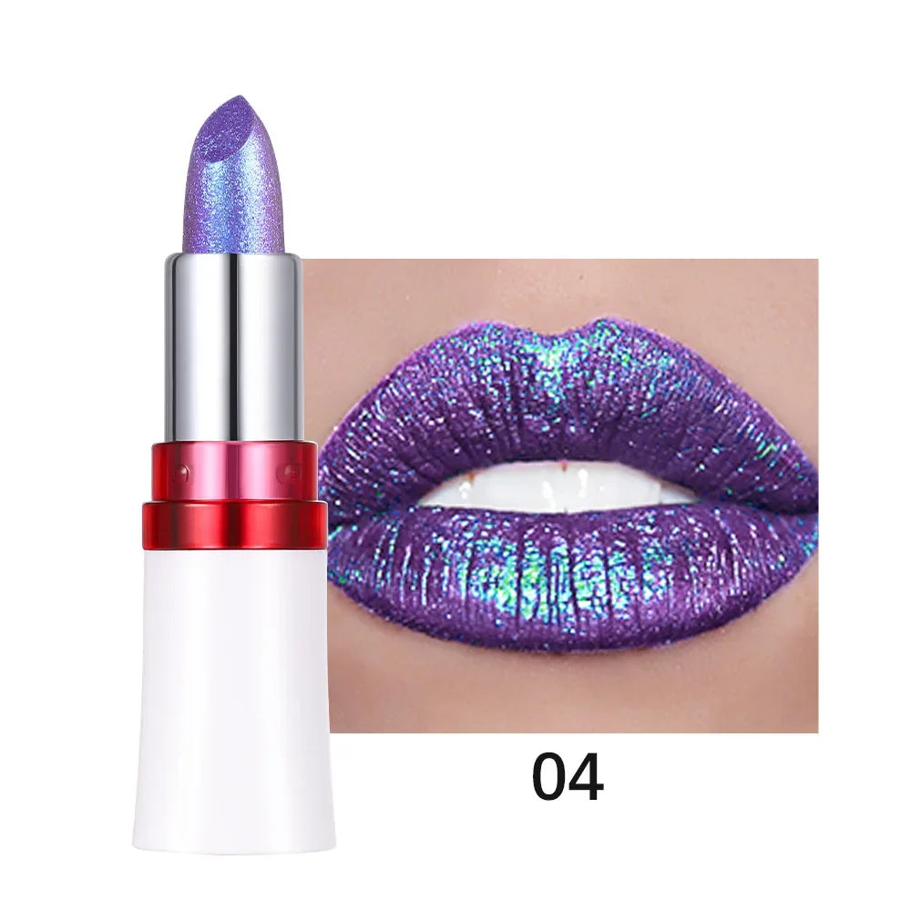 Metallic Lip Gloss Glitter Glaze Waterproof Long-Lasting — Bright Red | KIMLUD
