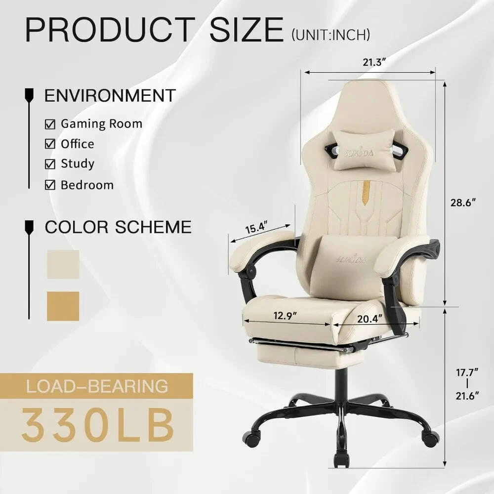 KIMLUD, Ergonomic Massage Gaming Chair with Adjustable Rocker Recliner, Lumbar Cushion, and Footrest for Comfortable Video Gaming Experi, KIMLUD Womens Clothes