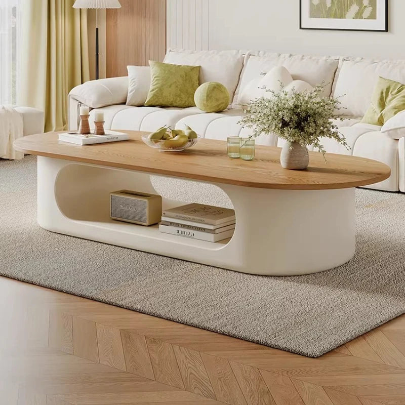 Minimalist Ellipse Coffee Table For Compact Living Rooms With Subtle Modern Aesthetic — Walnut | KIMLUD