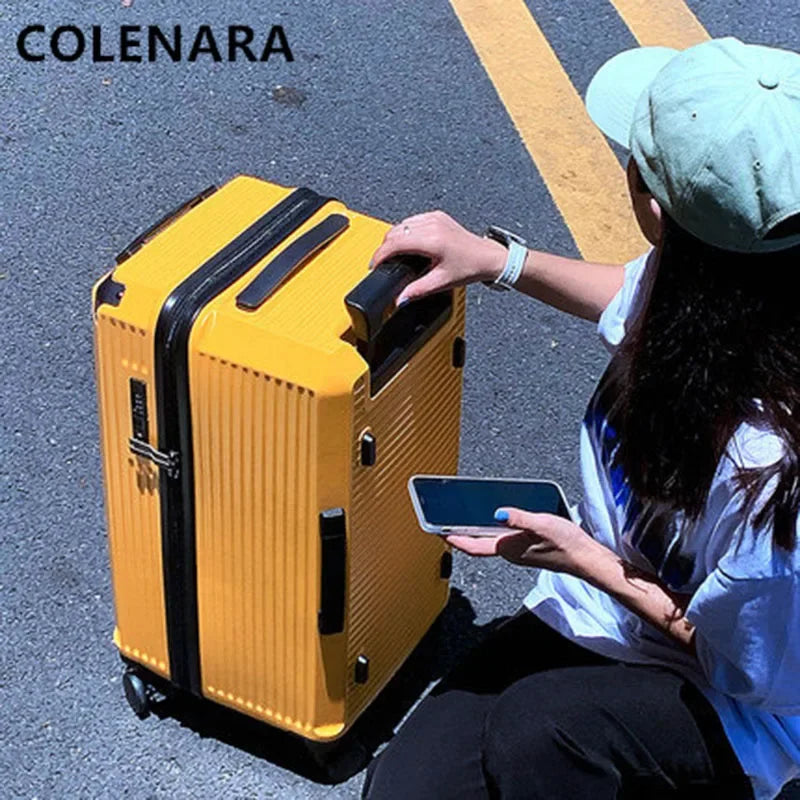 COLENARA High Quality Luggage PC Oversized Capacity Trolley Case Ladies Cart Type Travel Bag Men with Wheels Rolling Suitcase