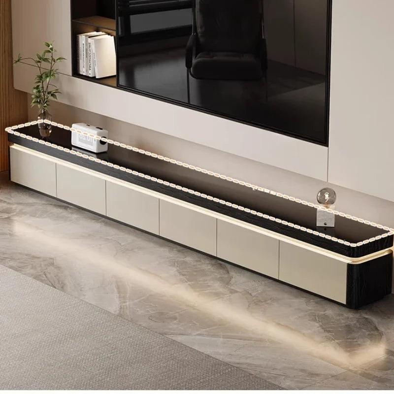 Sculpted Wood TV Stand With Sliding Doors — White | KIMLUD
