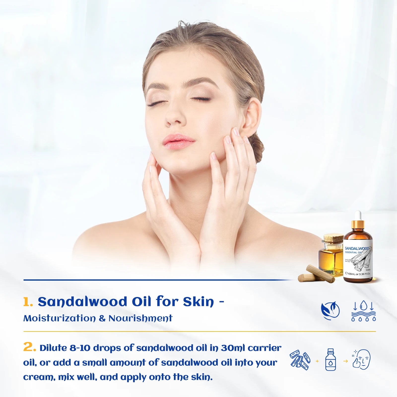 Sandalwood Essential Oil Blend With Lavender Jasmine Eucalyptus Peppermint Ylang Ylang Frankincense — Amber | KIMLUD