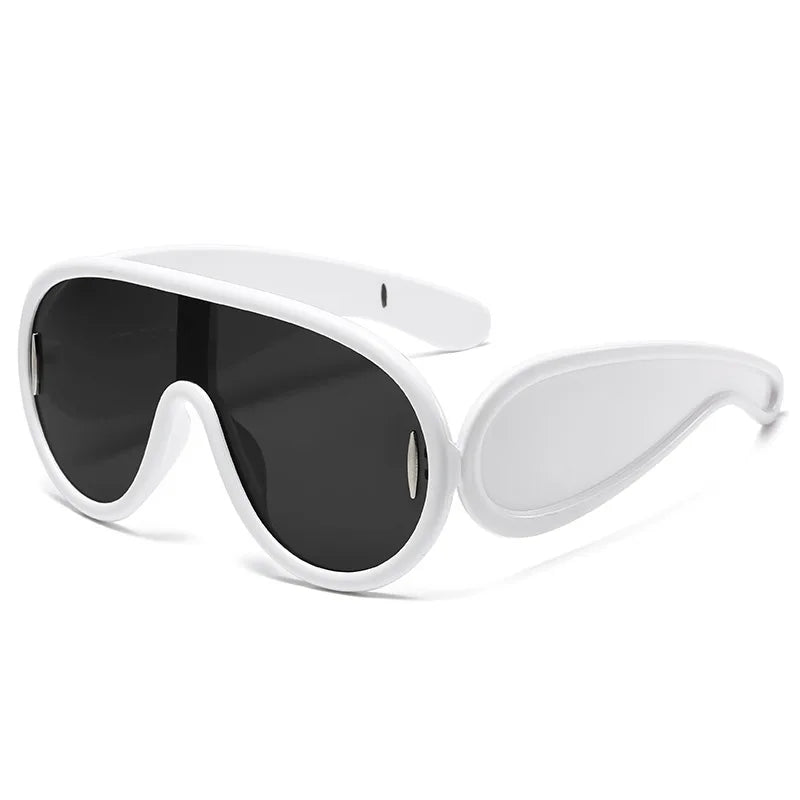 Vintage Round Sunglasses Exaggerated Circular Frames — Black | KIMLUD