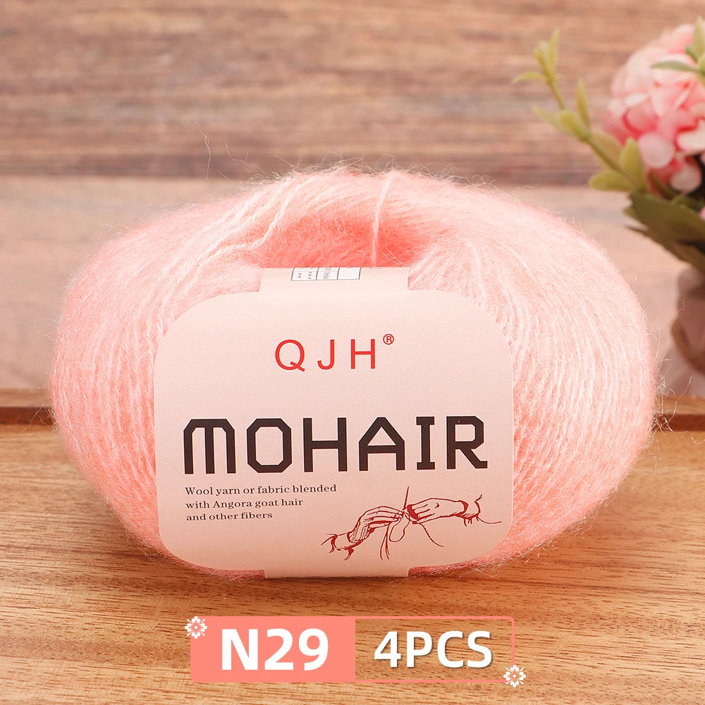 Mohair Yarn Set 4-Skein Bundle, 130m Each — Multicolor | KIMLUD