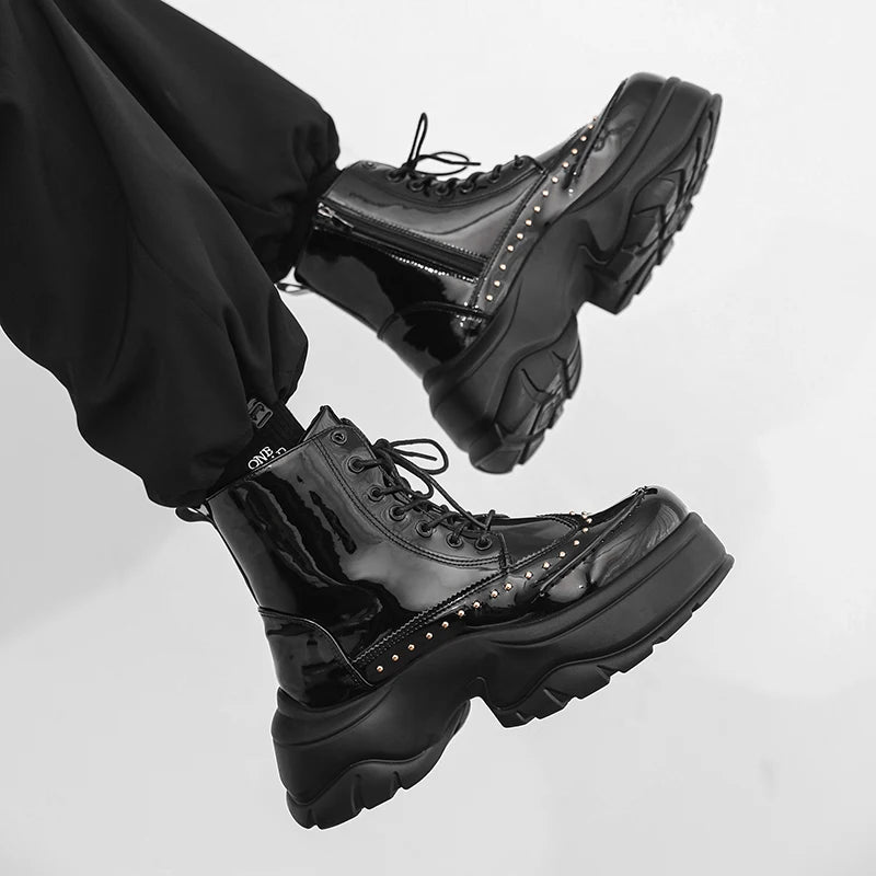 Motorcycle Boots – Sequined Toe Detail – Ankle Boots | KIMLUD