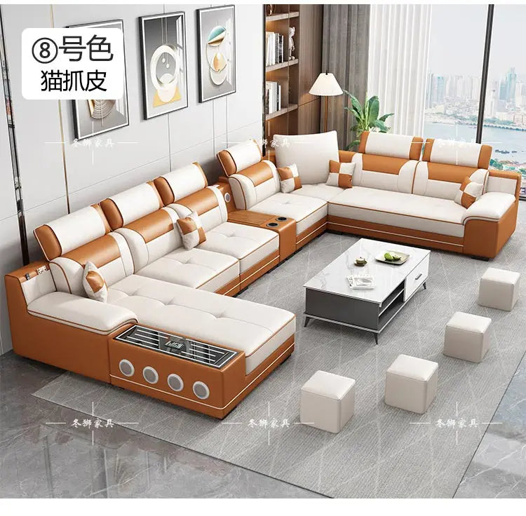Fabric Sofa Modern Minimalist U-Shape — Gray | KIMLUD