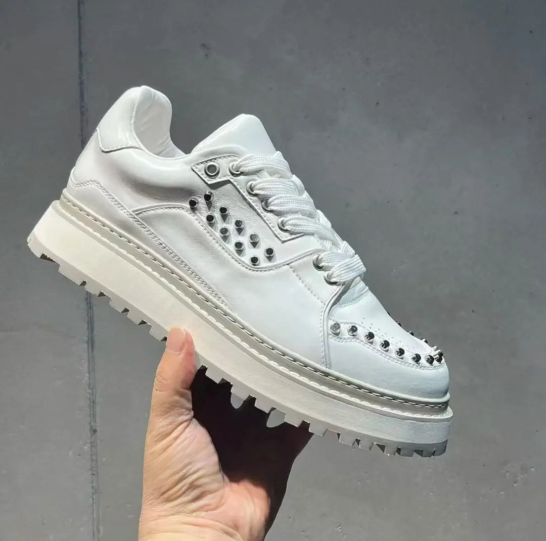 Men's Sneakers – Height Increasing – Leather – White | KIMLUD
